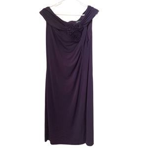 Connected Apparel Women's Dress Size 14 Purple Evening Ruched